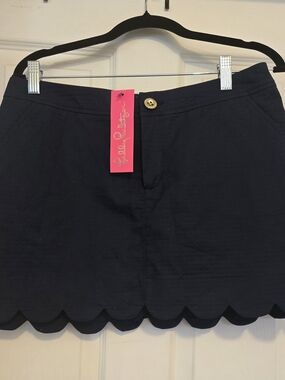 Lilly Pulitzer Colette Navy Blue Scallop Hem Skort Size 4 NWT